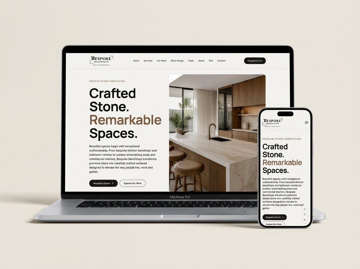 Bespoke Benchtops — Website Design · Digital Presence